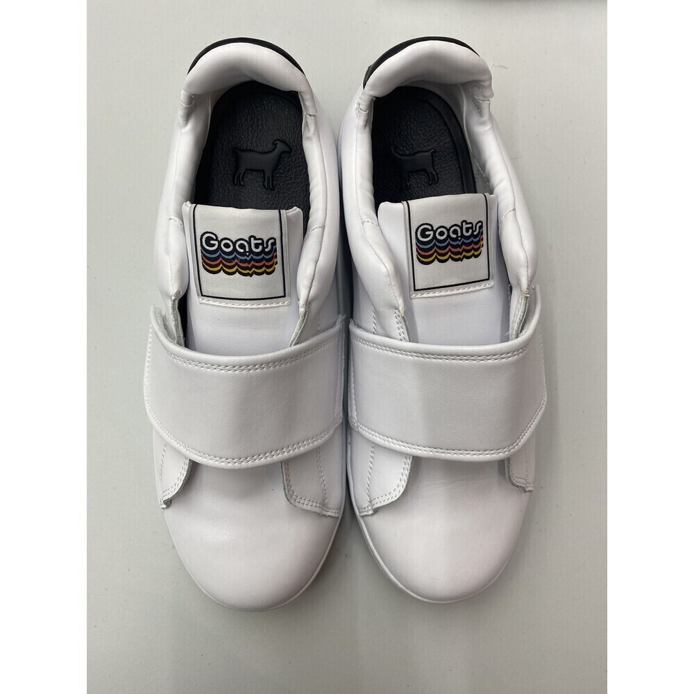 GOATS Men's Sneakers White Hook & Loop Closure Leather Uppers Size 9 NWOB